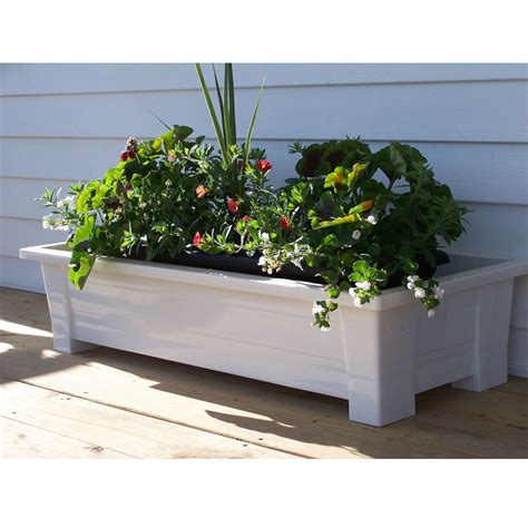 white rectangular outdoor planter